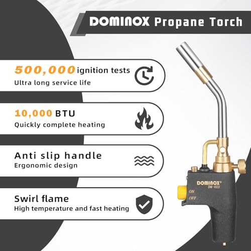 Image of High Intensity Propane Torch Head, MAPP Gas Torch | Propane Torch for Propane and MAPP Tank, Trigger Start Gas Torch for Ignition, Cooking, Brazing, Not Included Gas Tank