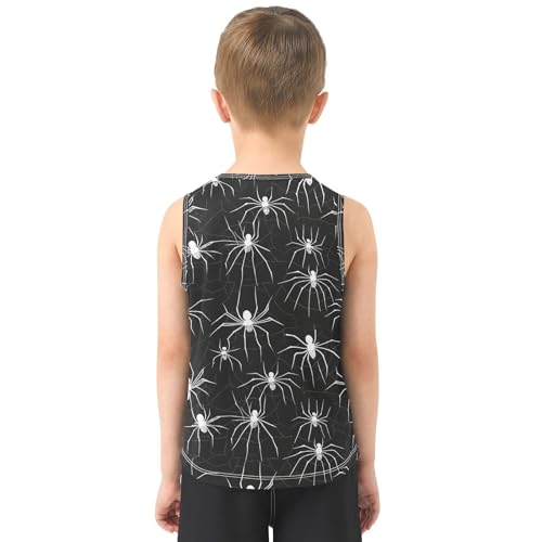 Boys Tank Top Shirts Spider White Black Halloween Sleeveless T-Shirts Crew Neck for Kids Clothing Children3