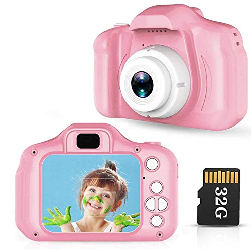 Lovebay Appareil Photo Enfants 2,0 Pouces Appareil Photo pour Enfants Couleur écran de Photo Vidéo 3-12 Ans Appareil Photo Jouet pour Enfants Silicone Antichoc 32G (Rose )