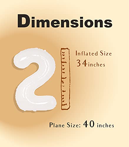 Image of SUWEN 40 Inch White Large 2 Balloon Number Big Foil Helium Numbers 0-9 | Giant Jumbo Happy 2nd Birthday Party Decorations for Men or Women Huge Mylar Anniversary Party Supplies