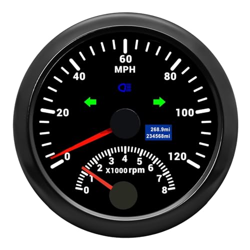 85mm {[g } GPS Xs[h[^[ Q[W 0-8000RPM 2 In 1 ԗp^R[^[ EBJ[Cgt ԐF LED obNCg 12V 24V fW^Xs[h[^[(120MPH-8000RPM BN)