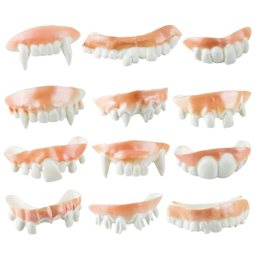 AYNKH 12Pcs Dents de Vampire d'halloween, Fausses Dents Laides, Dents Amusantes, Dents de Plaisanterie, Dents de Bob, Dents de démon d'halloween pour Les Cadeaux de Fête Costumée d'halloween