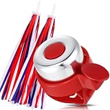 Tallew 4th of July Bike Bell and Streamers Patriotic Red White and Blue Bicycle Streamers Ribbon Tassels Bell Parade Bicycle Accessories for Independence Day Bike Parade Party Favors(2 Pcs)