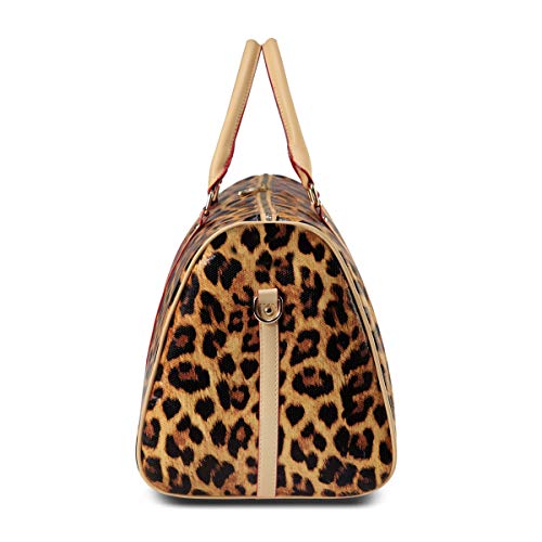 Nabegum Leopard Weekender Bag Travel Duffle Bag For Women Cheetah Ptint Tote Bag With Shoulder Strap (Leopard brown)