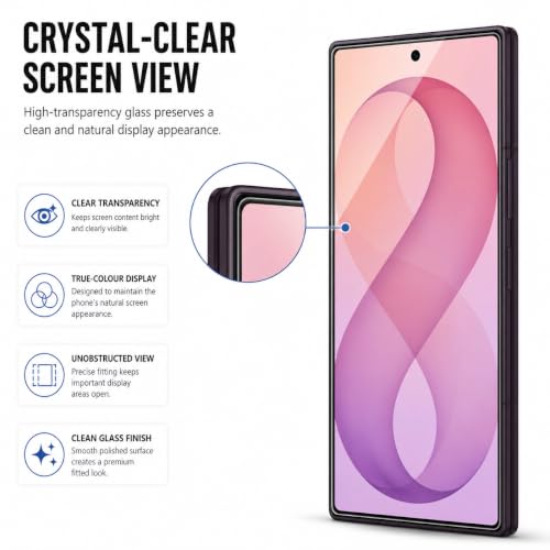 Image of FIRST MART Tempered Glass Screen Protector for Samsung Galaxy Z Fold 8 Ultra 5G - Full-Glue Screen Guard, 3D Edge to Edge, HD Clear, Bubble-Free, Case-Friendly, Black, Pack of 2