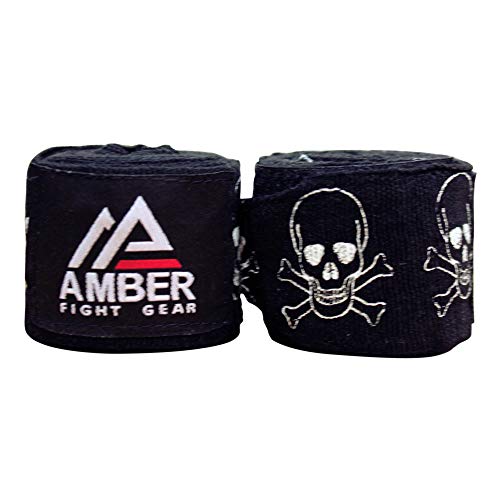 Adult 180"  4.5 Meters Mexican Style Semi-Elastic Hand Wraps with Face Pattern for Boxing Kickboxing Muay Thai MMA Classes, Gym, or Home Workouts Men, Women, Adults (1 Pair) Face Pattern