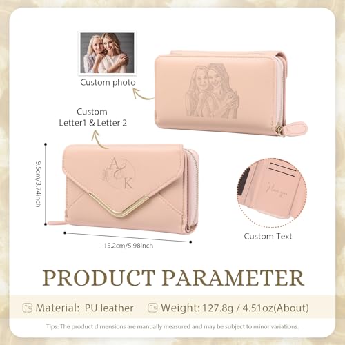 Personalized Wallets for Women: Custom Name Photo Birthflower Long Womens Wallet - Mothers Day Anniversary Birthday Gifts for Mom Grandma Ladies (Style 1)2