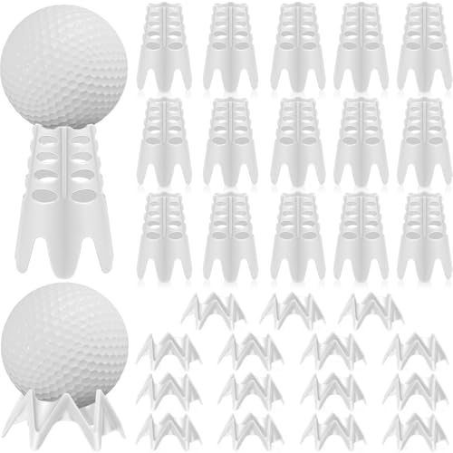 Honoson 30 Pieces Golf Simulator Tees for Home Outdoor Indoor Golf Tees Simulator Plastic Practice Training for Winter Turf and Driving Range, 15 Tall and 15 Small (White)