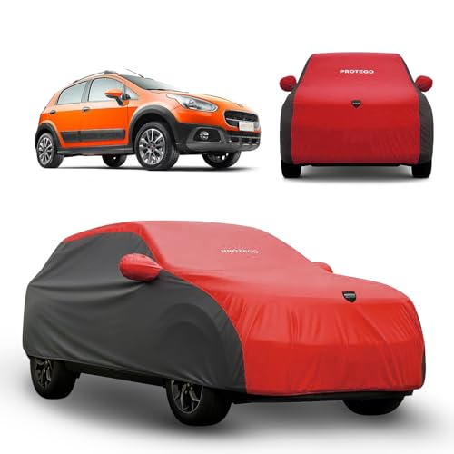 Image of PROTEGO Prime Series India's 1st Anti-Tear Car Cover for Fiat Avventura | Heavy-Duty, Custom Fit, All Weather Protection | 100% Waterproof, Windproof & Hail Resistant | 2-Year Warranty | Red + Black