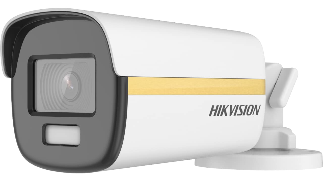 Hikvision 2MP ColorVu Audio Fixed Mini Bullet Camera, 2.8mm Fixed Focal Lens, 3D DNR Technology, Up to 40m White Light Distance, 1 Port for 4 Switchble Signal, IP67 Protection, White | DS-2CE12DF3T-FS