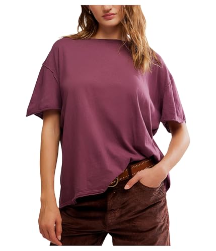 Free People Women's Nina Tee, Maroon