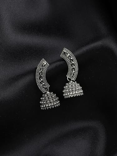 Image of INDO ERA Silver-Plated Contemporary Assorted Jhumka Earrings for Girls and Women | You will get any one Jhumka from all