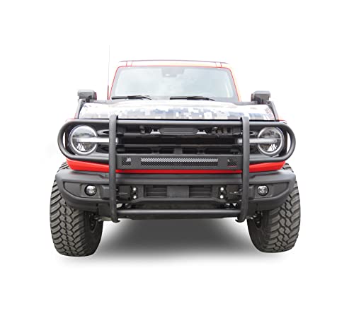 Image of Black Horse Beacon Grille brush Bumper Guard Modular Black Compatible with 2021-2026 Ford Bronco-BGFB21NL