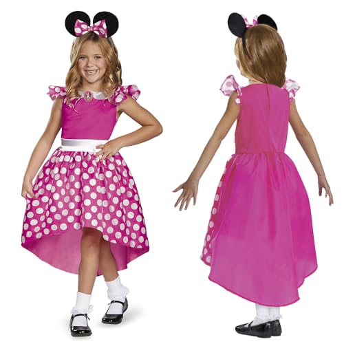 Disney Mickey - Fantasia oficial Minnie Mouse - inclui disfarce e diadema com orelhas - tamanho XS (3-4 anos)