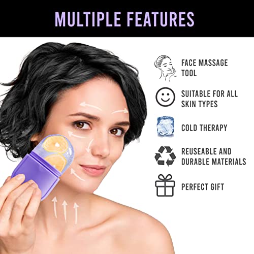 Image of MELLO Ice Roller for Face, Ice Roller for Face Massager, Face Ice Roller to Enhance Skin Glow, Shrink & Tighten Pores, Reusable Facial Ice Roller(Pink,Purple)