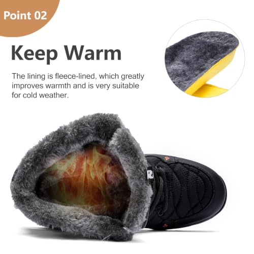 Image of Mens Winter Snow Boots Water Resistant Non Slip Faux Fur Lined