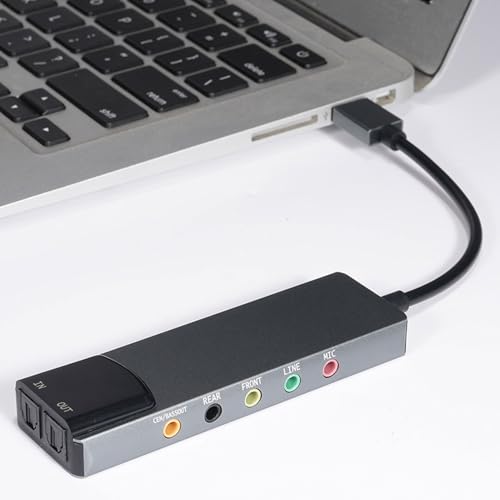CCYLEZ Interfaz de USB Tarjeta de Sonido Externa 5.1 7.1 Canales con Chip de Reducción de Ruido CM6206LX para 98 ME 2000 XP 7 8 OS X 9.