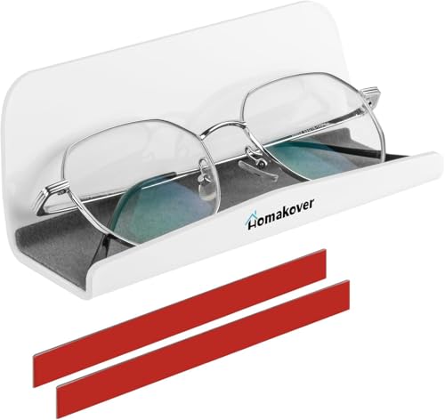 Image of Acrylic Home Office Wall-Mounted Reading Glasses Holder, Sunglasses Glasses Wall Shelves, Eyeglasses Display Rack, Glasses Organizer with Adhesive Tape for Bedroom, Living Room, Entryway (White)