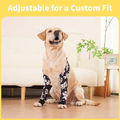 Image of LovinPet Dog Elbow Protector Anti-Licking Elbow Sleeve, Adjustable, Comfortable & Durable Front Leg Guard for Medium to Large Dogs, Prevents Licking and Chewing,Dog Sleeve,Dog Leg Sleeve,Black