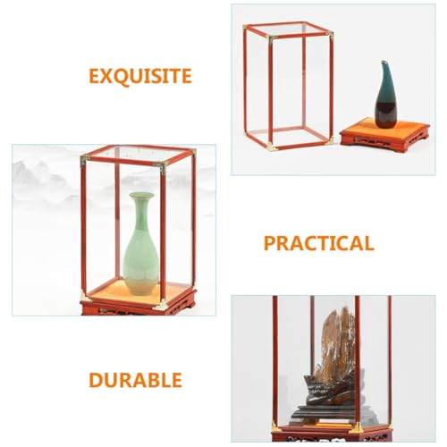 Boîte de rangement transparente en verre et bois pour figurine et objets d'exposition - 8