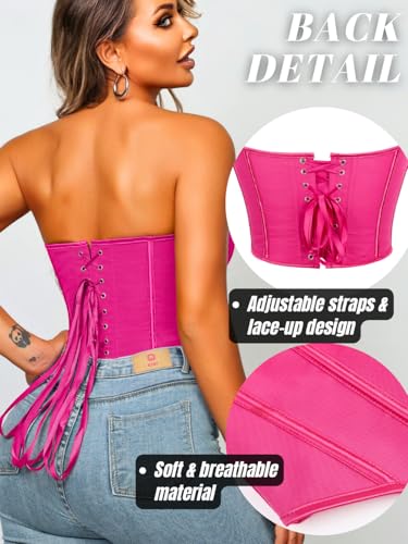 Image of ChiaoLezhee Heart Corset Top For Women, Sexy Concert Outfits Going Out, Strapless Crop Top, Overbust Bustier