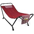 Best Choice Products Outdoor Hammock Bed with Stand for Patio, Backyard, Garden, Poolside w/Weather-Resistant Polyester, 500LB Weight Capacity, Pillow, Storage Pockets - Red