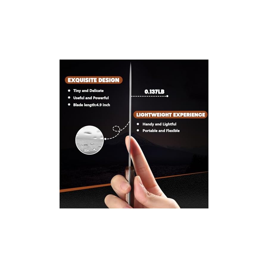 Huusk Steak Knives Set of 6, Japanese Steak Knives 4.9 Inch with Damascus Patterns, Non-serrated Steak Knife Sets With Sheaths, Sharp Steak Knife Set With Gift Box