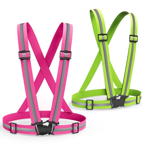 Ghzaocu 2 Pack Reflective Vest Running Gear, High Visibility Reflective Running GEA