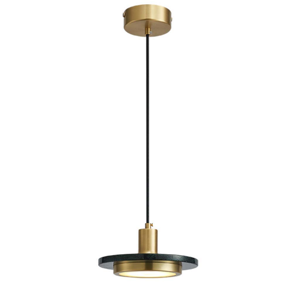 NZDY Marble Creative Single Head 12W Led Chandelier Fixture Copper Post Modern Minimalist Ceiling Lamp Bedroom Bedside Pendant Light Warm Light Hanging Light,Green
