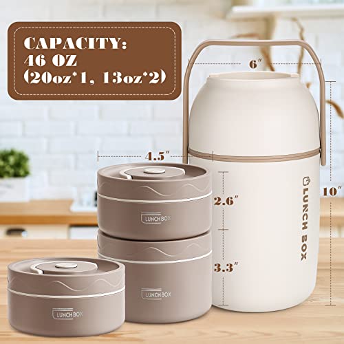 Qqko Portbale Insulated Lunch Food Container Set, Insulated Bento Box With Thermal Lunch Box Shell, Stainless Steel Stackable Lunch Container For Adult Men Women, 46 Oz/5.75 Cup, Microwavable #TOP1