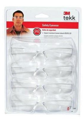 3M 90834-00000B anteojos de seguridad para contratista de protección44; transparente44; paquete de 4