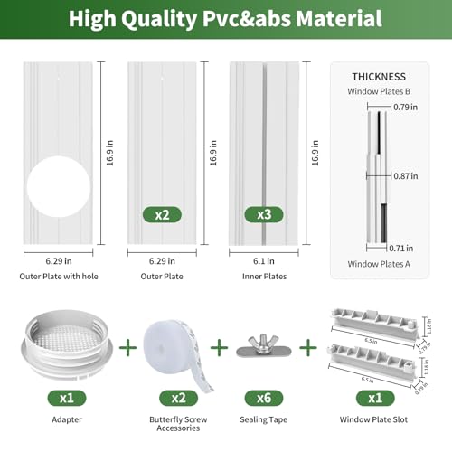 Image of Upgrade Portable Air Conditioner Sliding Door Vent Kit with 4-in-1 Coupler Filter Suitable for 5.1 /5.9 inch Exhaust Hose,Adjustable from 16 inch to 90 inch Ac Vent Kit for Window /Sliding Door
