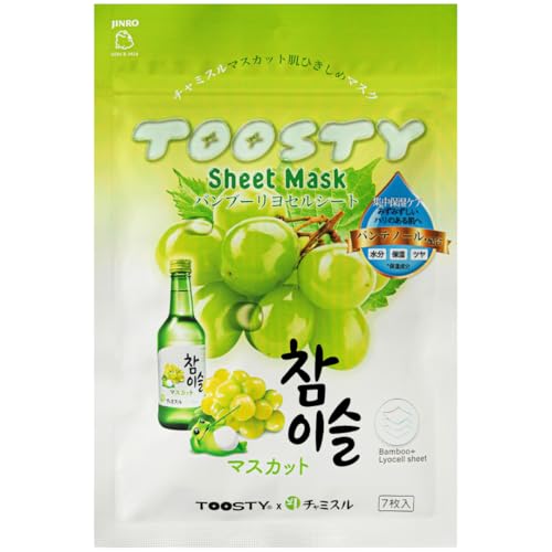 TOOSTY X チャミスル シートマスク コラボ商品 第2弾 マスクパック ピュアフレッシュ ピーチ マスカット すもも 保湿 ブライトニングケア エイジングケア 毛穴ひきしめ チャミスル 韓国コスメ (マスカット)