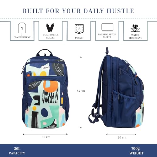 Image of F Gear Akira Black 26L Backpack, 3 Spacious Compartments, 3 Pockets and 1 Hidden Pocket|Anti theft Backpack|Airflow Padded Back Panel|Lightweight & Durable|Ideal for Office, Daily Use & Travel
