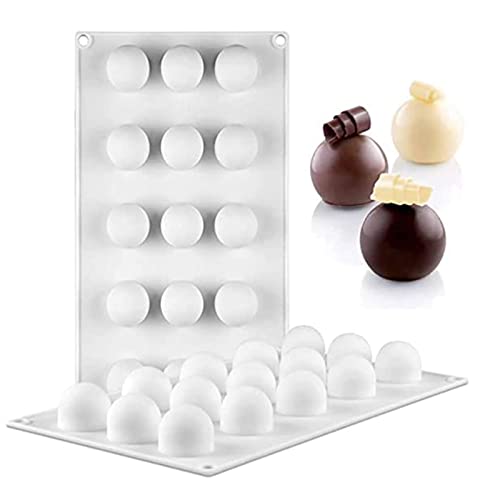 WishesMar Stampo Silicone per Cioccolato Forma di Sfera Palla Dome - 15 Cavità Anti-aderente Riutilizzabile Stampi in Silicone per Caramelle Cioccolatini Praline Decorazione di Torte