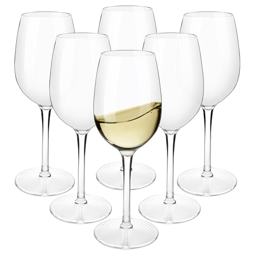HAHASHOW 355ml Wine Glasses Set of 6, Unbreakable Tritan Plastic Wine Glasses, Dishwasher Safe for Camping Picnic, Outdoor & Party
