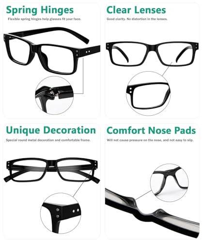 eyekepper vintage reading glasses for men - 5 pack spring hinges classic readers