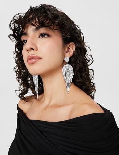 Image of Rubans Long Dangler Earrings Crystal & American Diamond Zirconia Jewellery Gift for Women & Girls