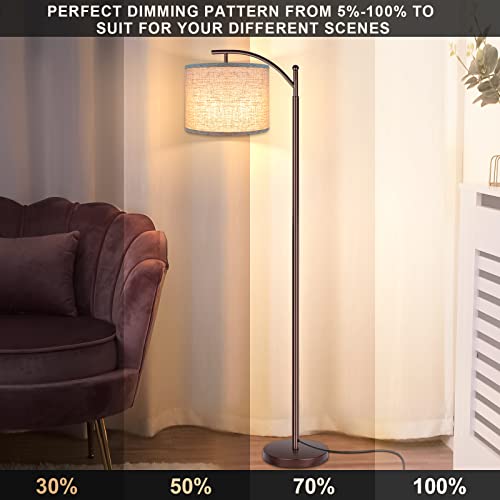 Image of Floor Lamp for Living Room, 4 Color Temperature LED Floor Lamp with Remote Control & Foot Switch, LED Bulb Included, Modern Standing Lamp for Bedroom, Study Room, Office - Oil Rubbed Bronze