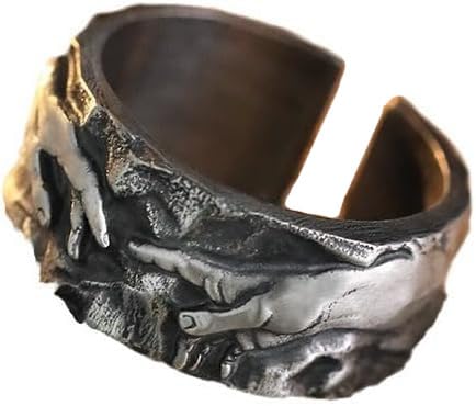 Gothic Statement Ring Evil Death Biker Punk Rock Dark Accessories Handmade Vintage Rings Grunge Adjustable Rings Skeleton Skull Heart Cross Open Band Ring for Men Women Birthday Jewelry Gift