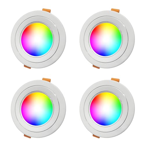 Image of MVL Light Mvl 9 Watt 9 In 1 Multicolour Led Ceiling Down Light (Red /Pink /Blue /Yellow /Violet /Green /Sky Blue /White,Aluminium) Pack Of 4