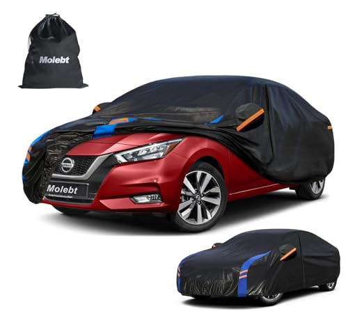 Image of Custom Fit Car Cover for Nissan Versa (2007-2026), Upgraded Waterproof All Weather Outdoor Auto Cover with Driver Door Zipper & Mirror Pockets, UV /Snow /Dust Protection