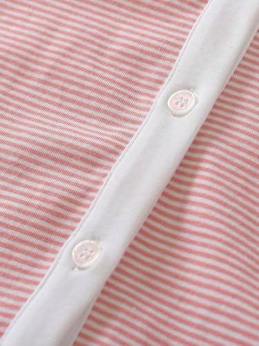 Image of Latuza Women's Petite Cotton Pajama Set Striped Button Down Pjs
