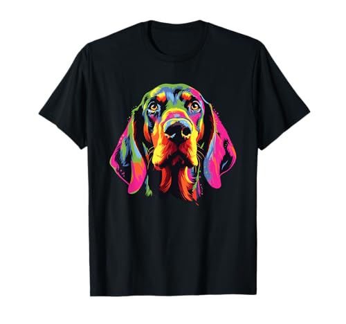 Watercolor Colorful Black and Tan Coonhound Dog Men Women Girls Kids T-Shirt