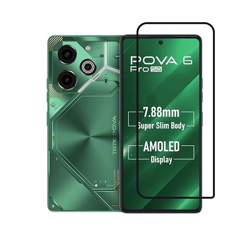 Image of Tempered Glass Screen Protector Compatible For Tecno Pova 6 Pro 5G Smartphone Full Screen Coverage (Except Edge-to-Edge Protector) And Free Complete Easy Installation Kit