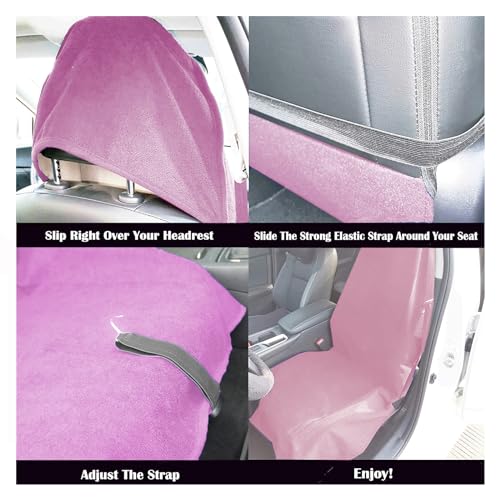 Image of Car Seat Cover Protector Front Seats,for Gym Workout,Running,Swimming,Beach and Hiking,Waterproof Sweat Towel Bucket Seat Covers for Cars SUV Trucks (Pink, 2Pcs)