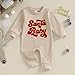 Newborn Baby Girl Boy Christmas Outfit Long Sleeve Romper Jumpsuit Bodysuit Santa Infant Fall Winter Clothes (E-Khaki santa baby, 6-12 Months)
