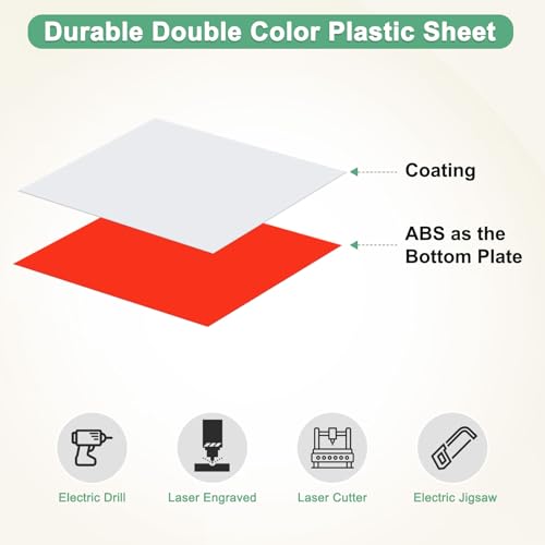 Image of M METERXITY 12-Pack Double Color Laser Engraving Blanks 7x11 Inch,1.3mm Thick ABS Plastic Sheet Engraved Material for Name Plate /Yard Signs /Laser Cutting /DIY Carving /Craft[White /Red]