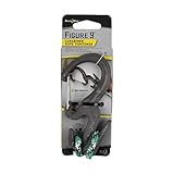 Nite Ize Figure 9 Carabiner Rope Tightener + 10FT of Rope, Large Aluminum Rope Tightening Mechanism With Carabiner Clip, Fits Rope 3mm-9mm, 150LB Load Limit