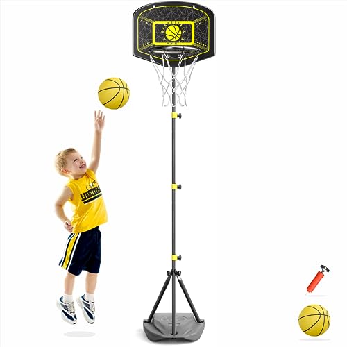 LACORAMO Canestro Basket Bambini,Canestro Basket da Camera,Set di Supporto per Palla Canestro Portatile Regolabile in Altezza 110-190cm Canestro Basket